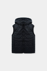 Puffer Sleeveless Hood Black