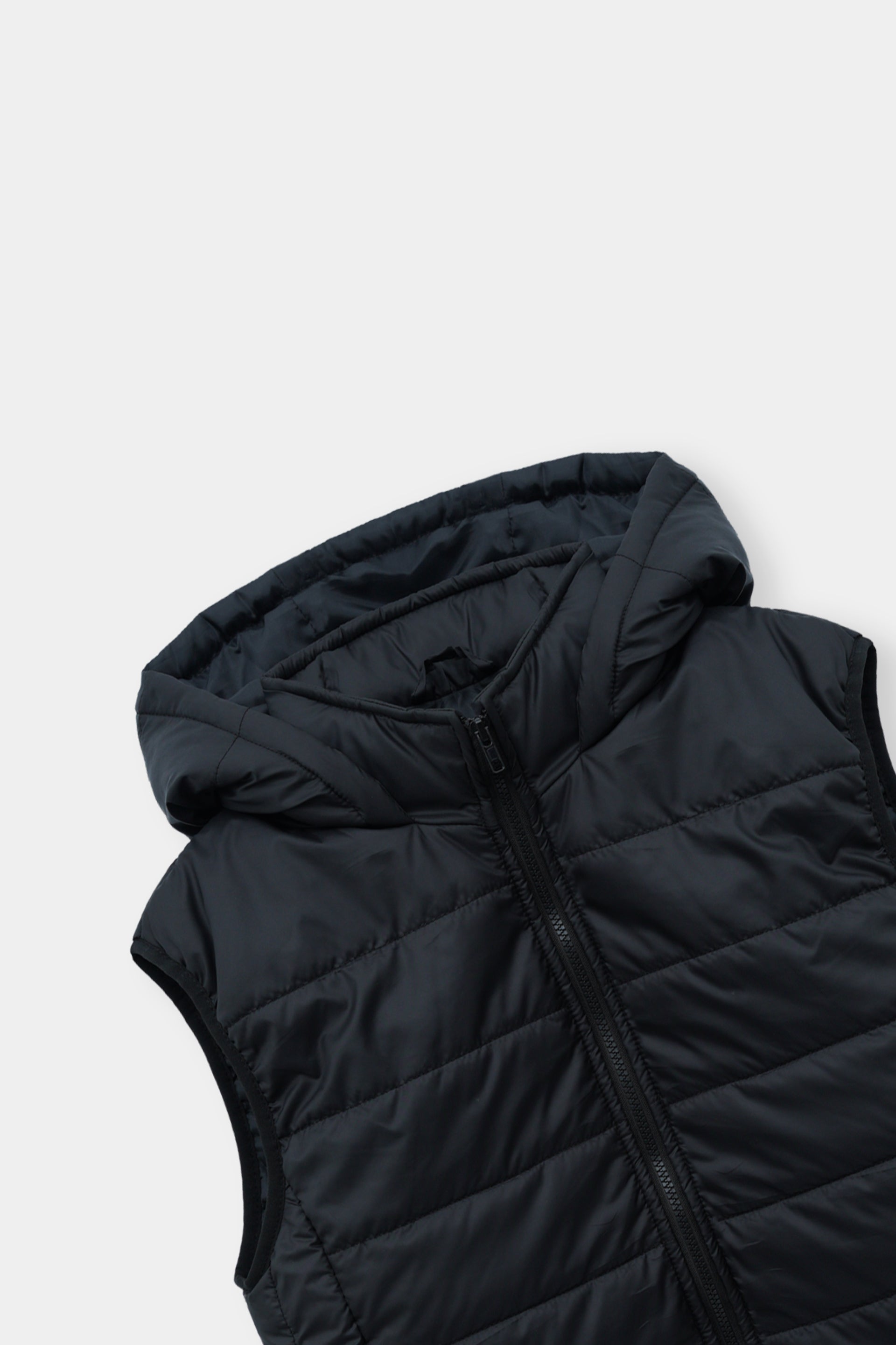 Puffer Sleeveless Hood Black